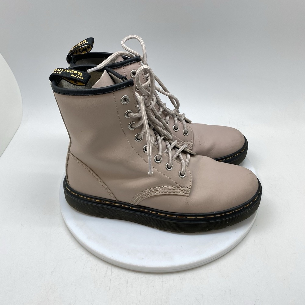 Doc Martens Zavala Combat Boots Womens 7 Lace up Ankle Pink Leather Shoes